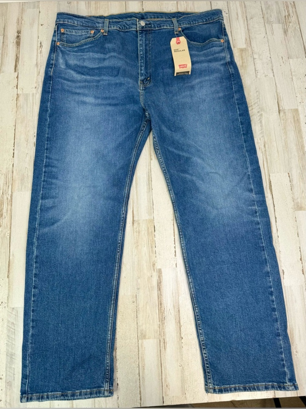Levi's 505 Series Men's Straight Leg 42x32 Blue Denim Jeans Regular Fit NWT - Picture 2 of 11